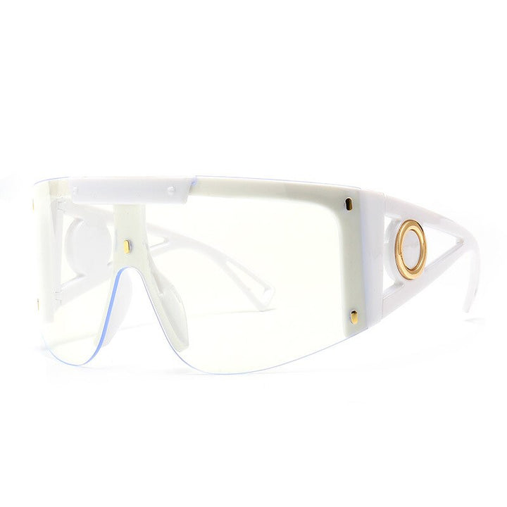 CCspace Unisex Full Rim Oversized Square One Lens Resin Frame Sunglasses 46626 Sunglasses CCspace Sunglasses C4White-Clear