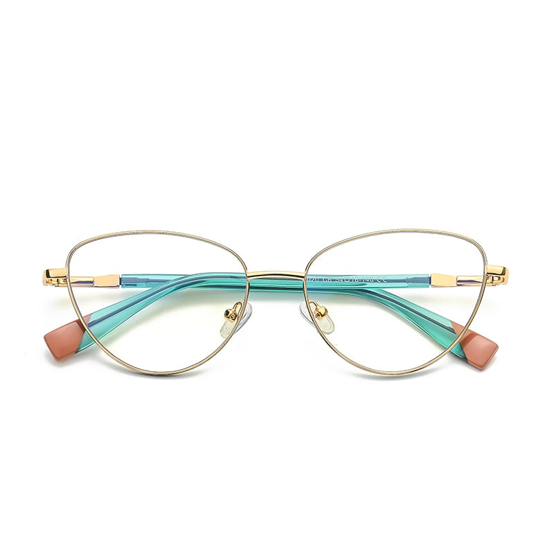 Gmei Women's Full Rim Alloy Cat Eye Frame Eyeglasses 3020 Full Rim Gmei Optical C6 Gold Black
