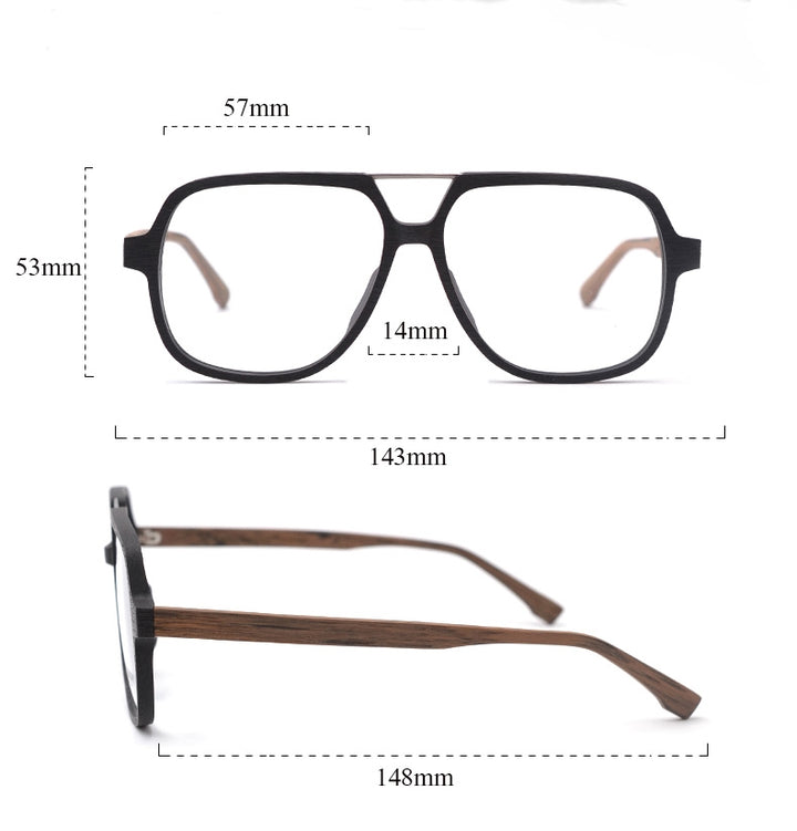 Hdcrafter Unisex Full Rim Square Oversized Wood Eyeglasses Ps8210 Full Rim Hdcrafter Eyeglasses