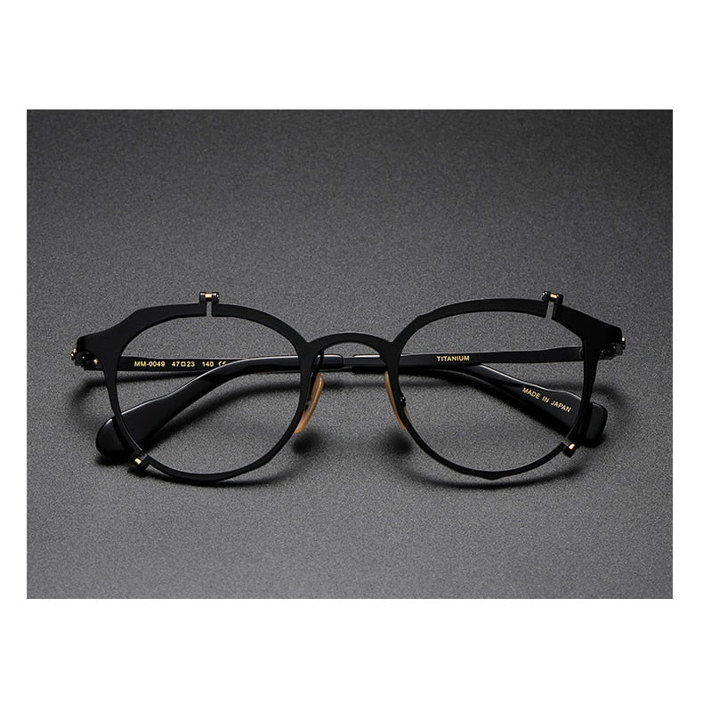 Muzz Men's Full Rim Round Hand Crafted Titanium Acetate Frame Eyeglasses 0050 Full Rim Muzz C1-1