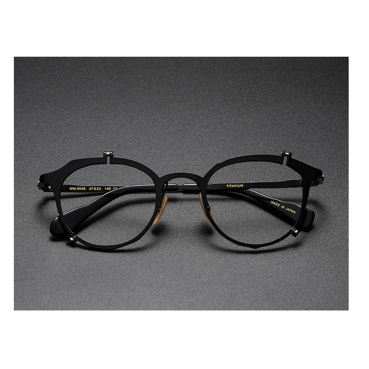 Muzz Men's Full Rim Round Hand Crafted Titanium Acetate Frame Eyeglasses 0050 Full Rim Muzz C1-1