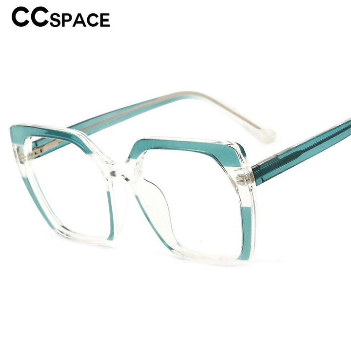 CCspace Unisex Full Rim Oversized Polygon Square Tr 90 Titanium Frame Eyeglasses 53590 Full Rim CCspace