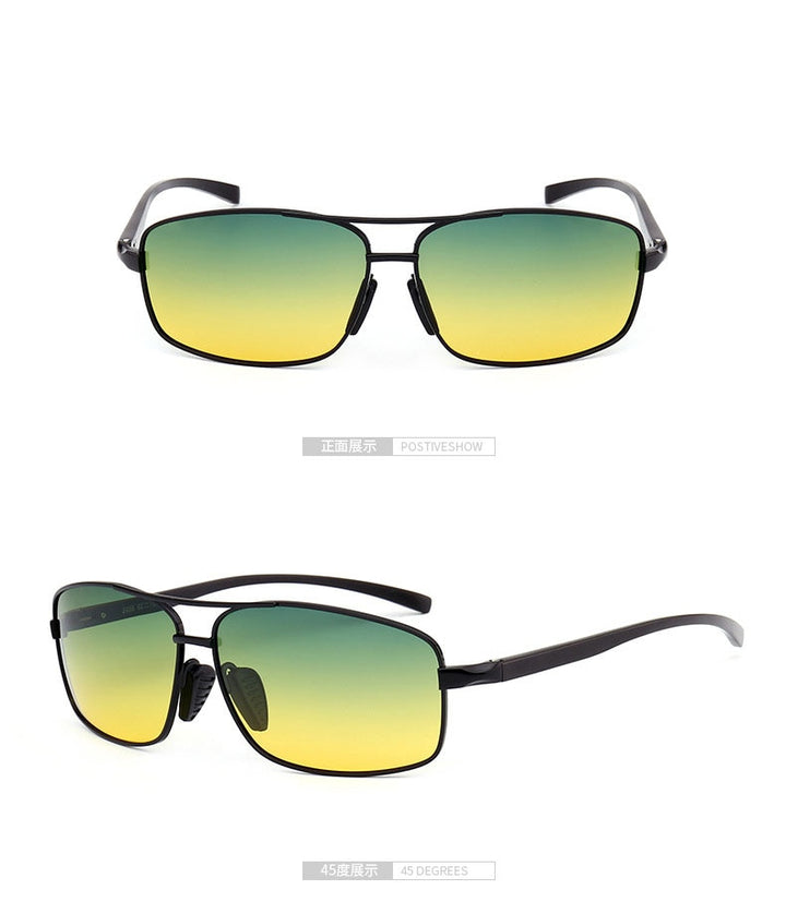 Reven Jate Men's Full Rim Rectangle Alloy Polarized Sunglasses 2458 Sunglasses Reven Jate