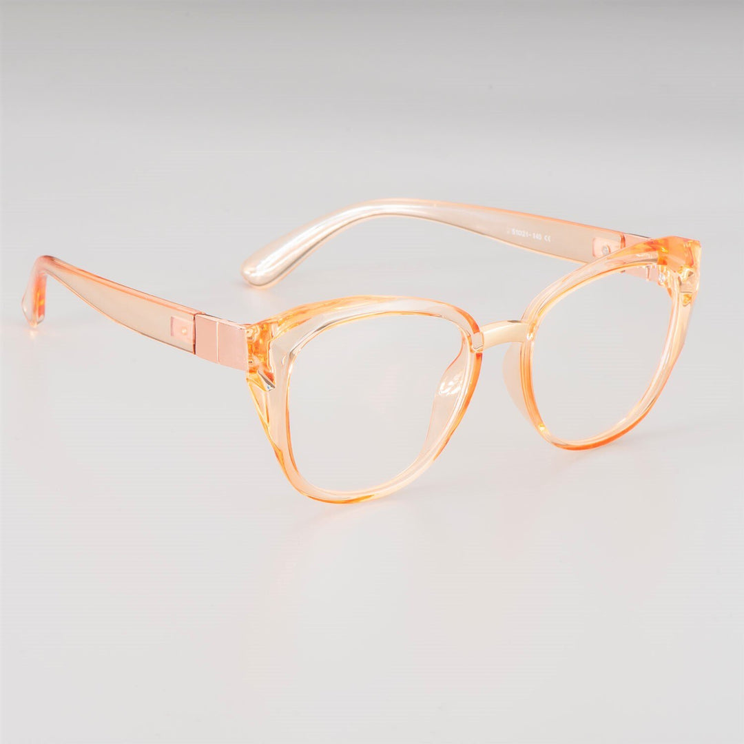 CCspace Unisex Full Rim Round Cat Eye Tr 90 Titanium Frame Eyeglasses 48092 Full Rim CCspace champagne