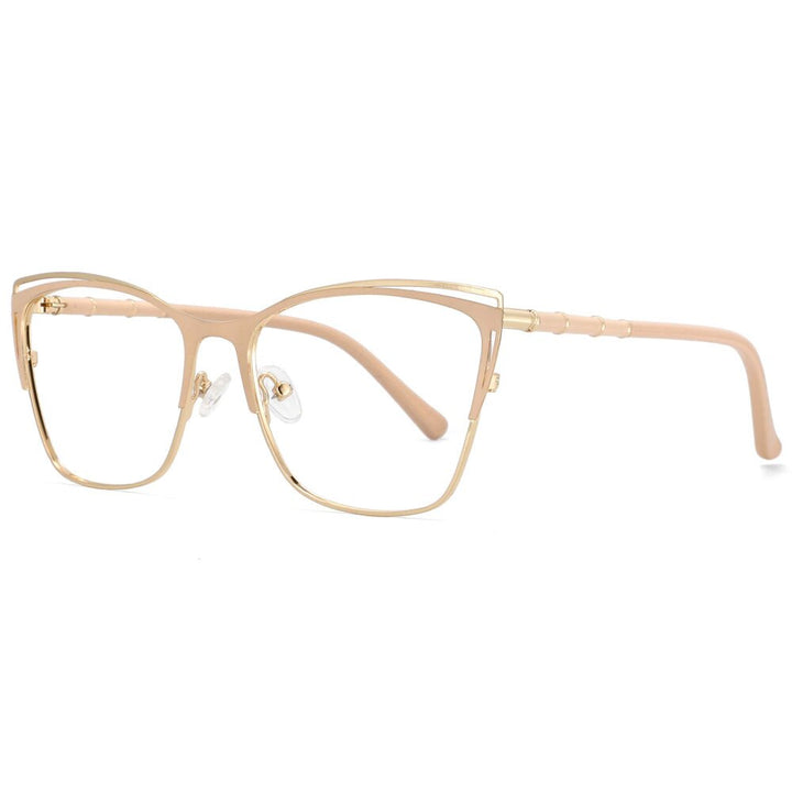 CCspace Unisex Full Rim Square Alloy Frame Eyeglasses 53869 Full Rim CCspace Beige