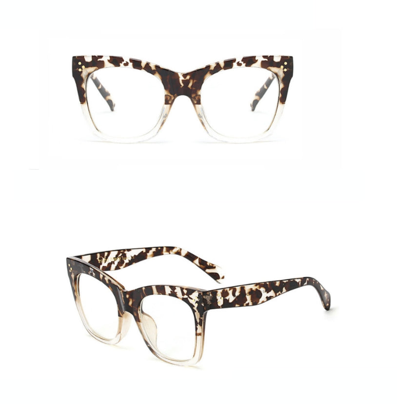 CCspace Unisex Full Rim Oversized Cat Eye Resin Alloy Frame Eyeglasses 49742 Full Rim CCspace