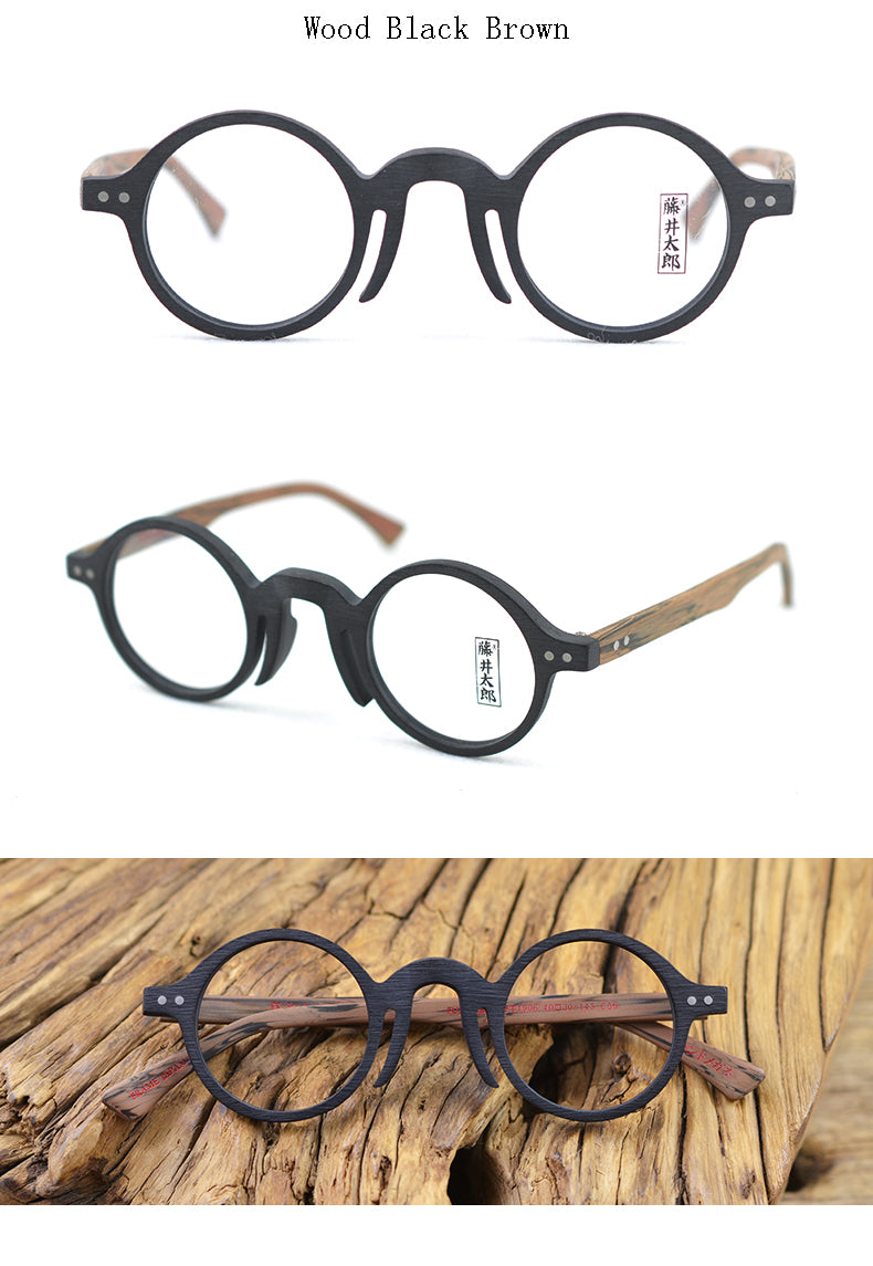 Hdcrafter Unisex Full Rim Round Acetate Wood Frame Eyeglasses Ft1906 Full Rim Hdcrafter Eyeglasses