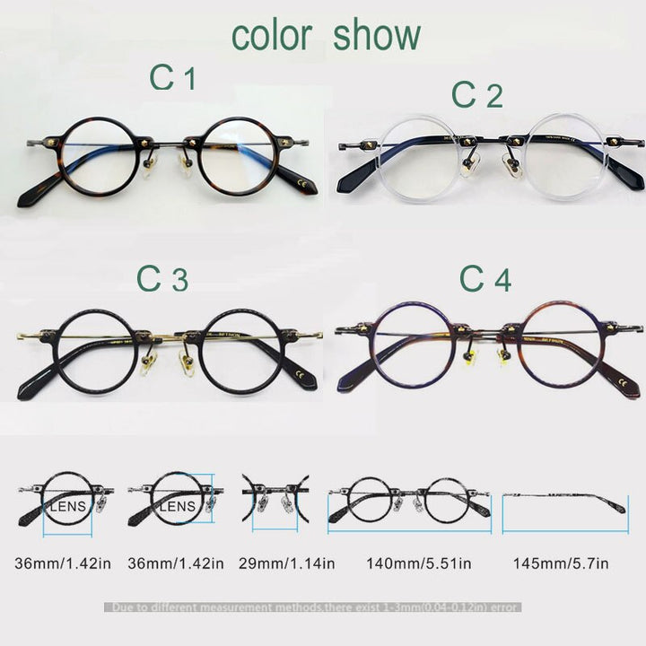 Yujo Unisex Full Rim Round Eyeglasses Acetate Y008 Full Rim Yujo