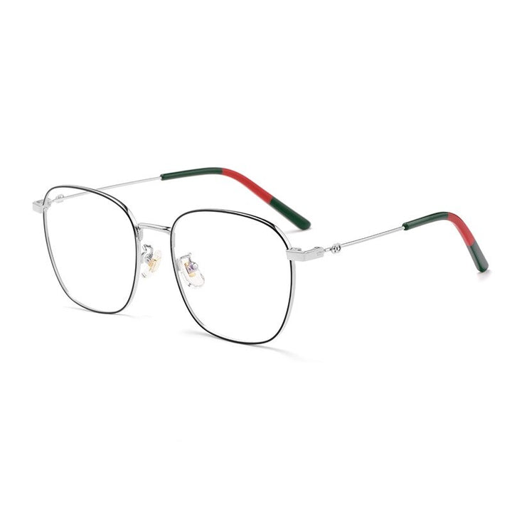 Yimaruili Unisex Full Rim Titanium Frame Eyeglasses 7525 Full Rim Yimaruili Eyeglasses Black Silver