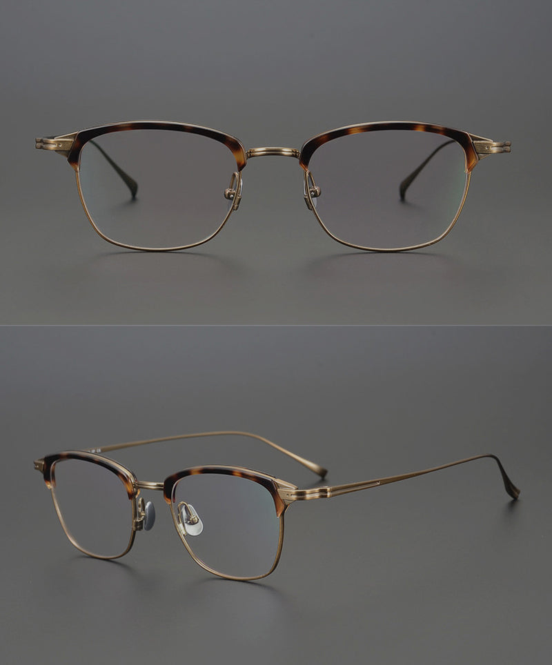 Gatenac Unisex Full Rim Square Titanium Acetate Frame Eyeglasses Gxyj688 Full Rim Gatenac