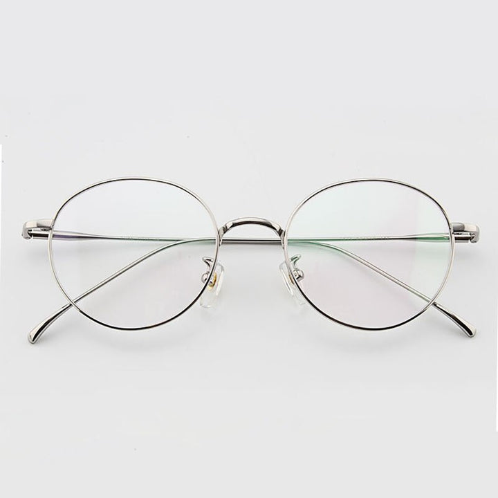 Muzz Unisex Full Rim Round Titanium Frame Eyeglasses 164044 Full Rim Muzz SILVERY