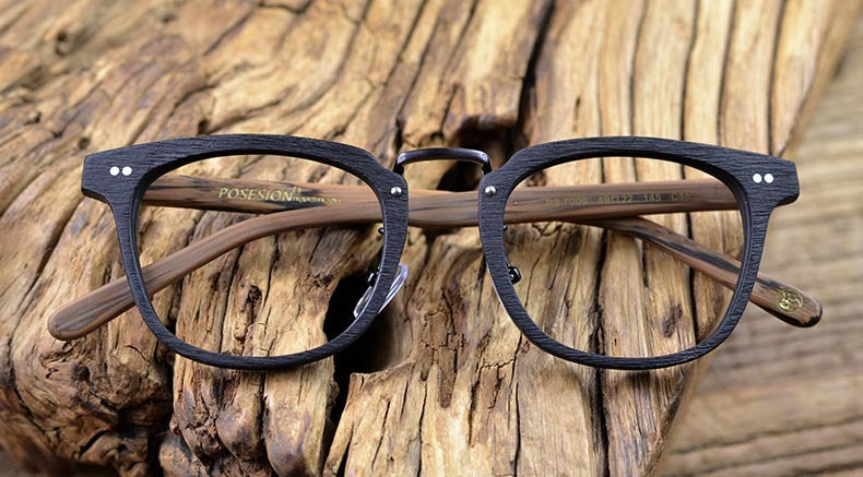 Hdcrafter Men's Full Rim Square Round Wood Alloy Acetate Frame Eyeglasses Ps7009 Full Rim Hdcrafter Eyeglasses