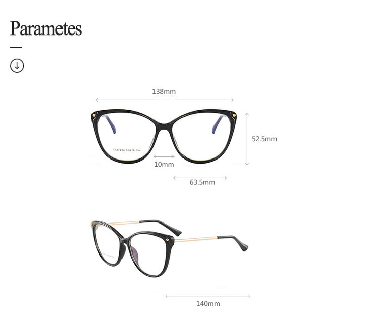Hotony Women's Full Rim TR 90 Resin Cat Eye Frame Eyeglasses 7014 Full Rim Hotony