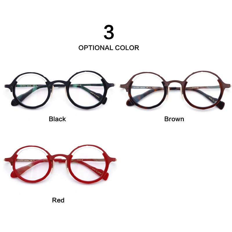 Muzz Unisex Full Rim Round IP Titanium Acetate Hand Crafted Frame Eyeglasses 0053 Full Rim Muzz