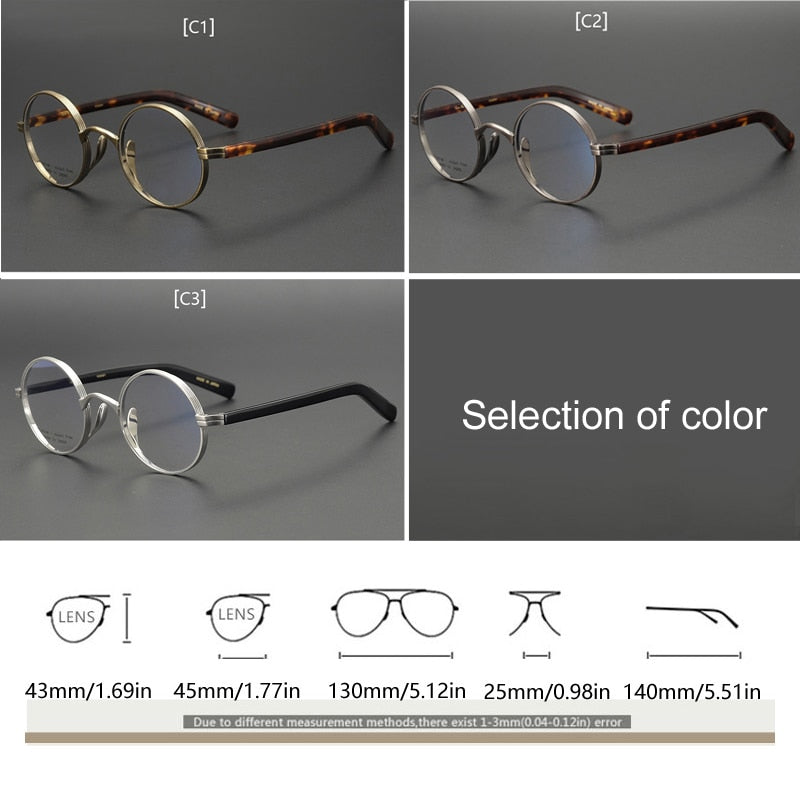 Yujo Unisex Full Rim Thick Round Titanium Acetate Eyeglasses Y041 Full Rim Yujo