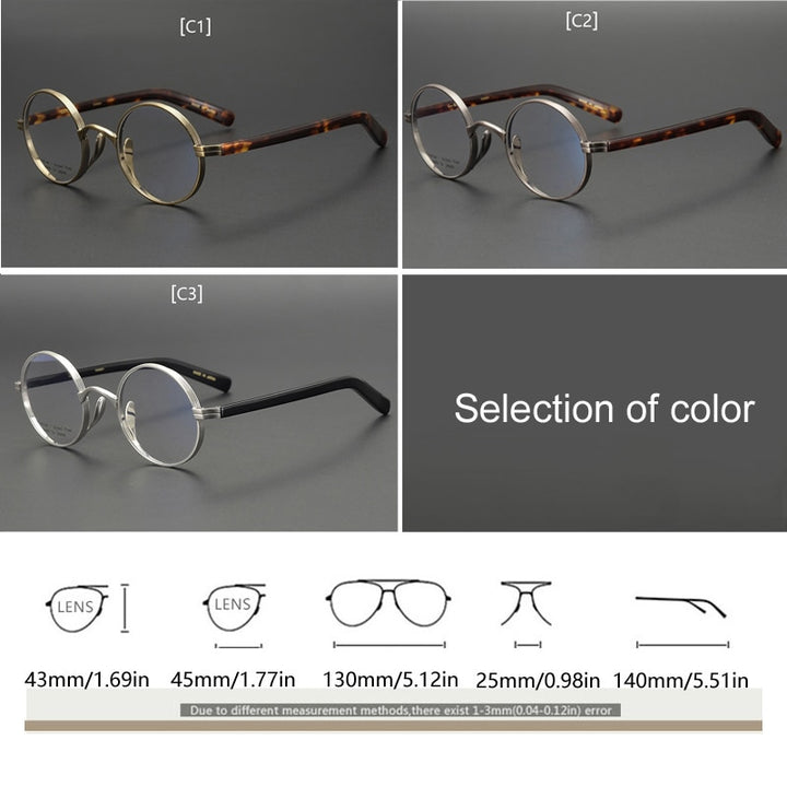 Yujo Unisex Full Rim Thick Round Titanium Acetate Eyeglasses Y041 Full Rim Yujo