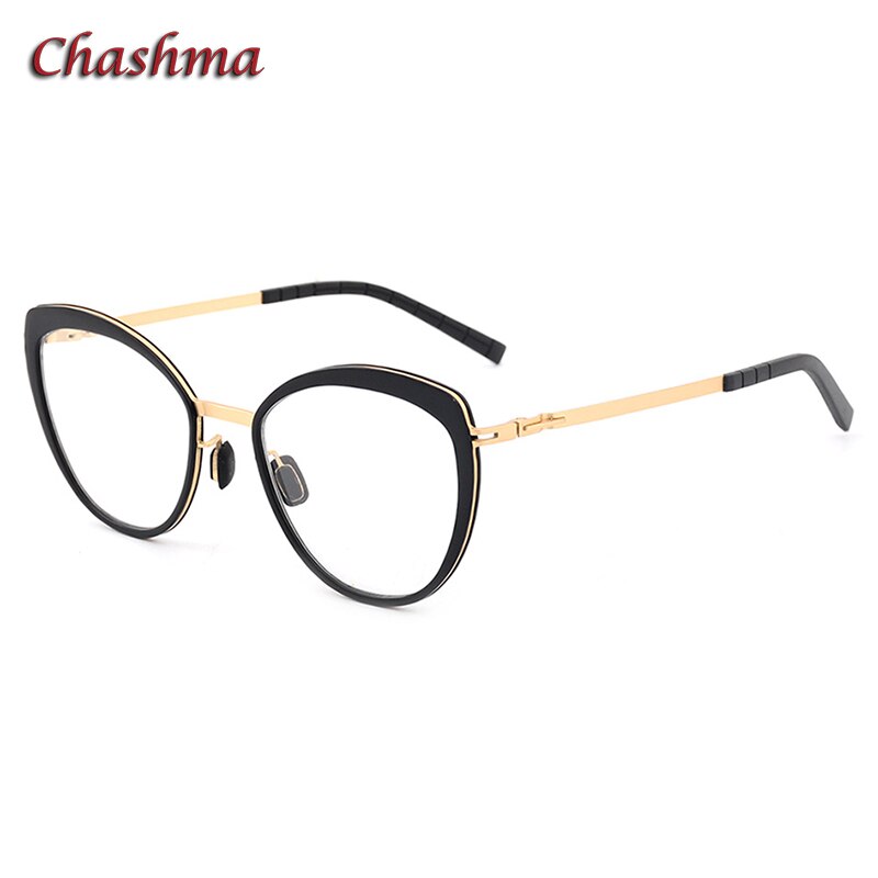 Chashma Ochki Women's Full Rim Square Cat Eye Acetate Alloy Eyeglasses 8908 Full Rim Chashma Ochki C1
