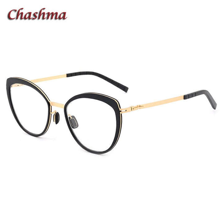 Chashma Ochki Women's Full Rim Square Cat Eye Acetate Alloy Eyeglasses 8908 Full Rim Chashma Ochki C1