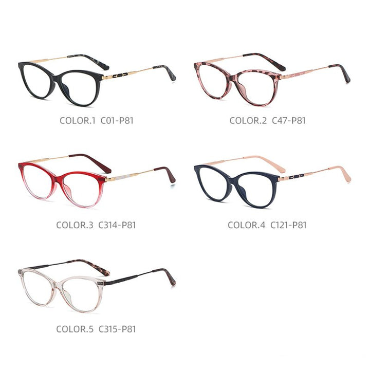 Hotony Women's Full Rim Cat Eye TR 90 Resin Alloy Frame Eyeglasses Tr2332 Full Rim Hotony