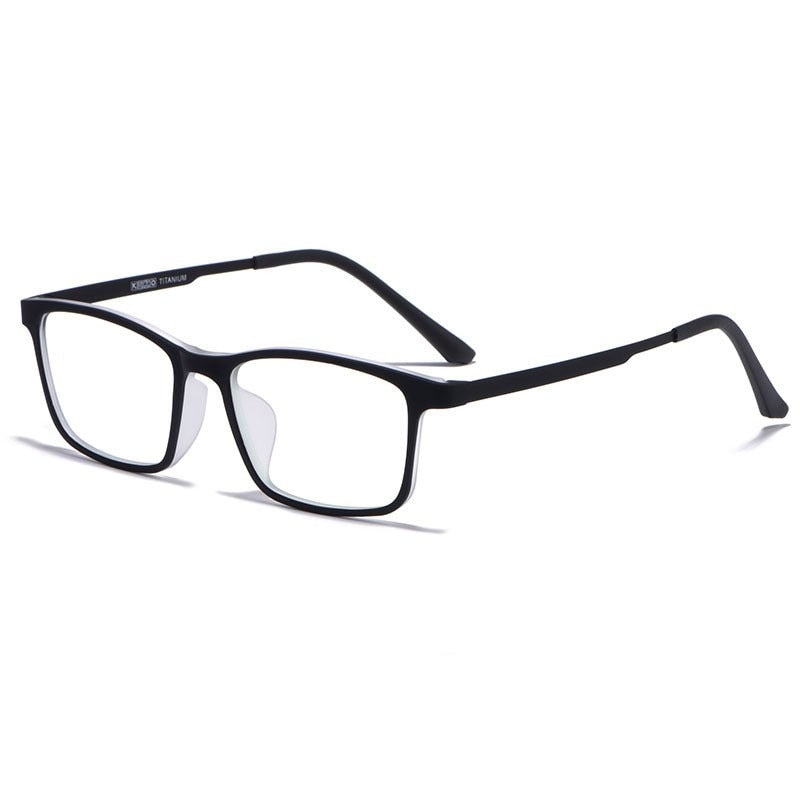 Yimaruili Unisex Full Rim Small Square Titanium Eyeglasses HR3058 Full Rim Yimaruili Eyeglasses Black Transparent