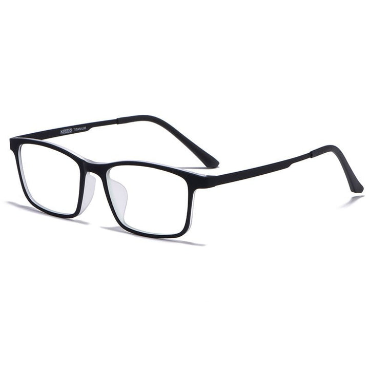 Yimaruili Unisex Full Rim Small Square Titanium Eyeglasses HR3058 Full Rim Yimaruili Eyeglasses Black Transparent