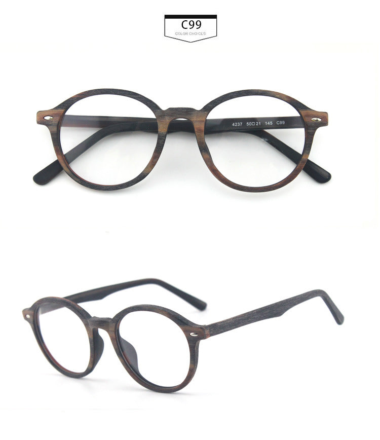 Hdcrafter Unisex Full Rim Round Oval Wood Metal Frame Eyeglasses 4237 Full Rim Hdcrafter Eyeglasses