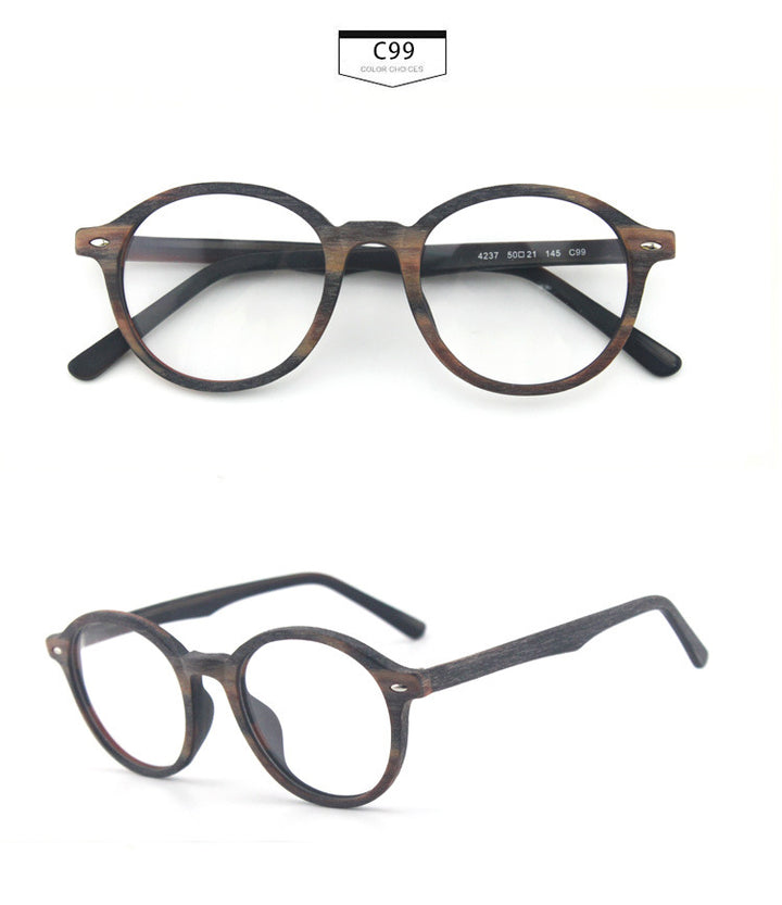 Hdcrafter Unisex Full Rim Round Oval Wood Metal Frame Eyeglasses 4237 Full Rim Hdcrafter Eyeglasses