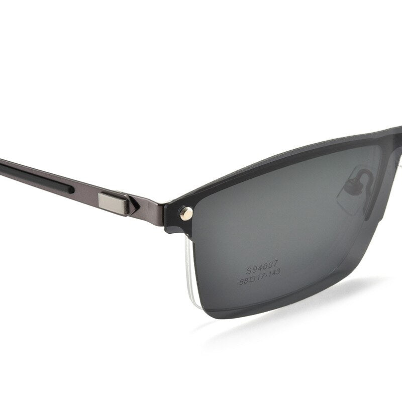 Bclear Men's Semi Rim Alloy Eyeglasses Clip On Polarized Sunglasses Zt94007 Semi Rim Bclear
