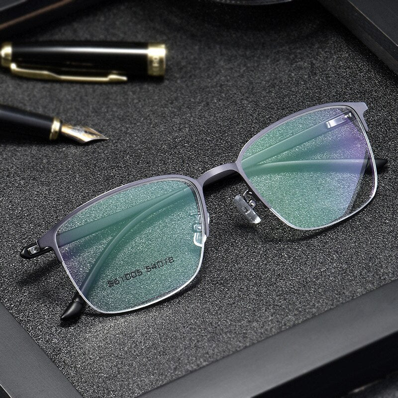 Hotochki Men's Semi Rim Browline Alloy Frame Eyeglasses 61005 Semi Rim Hotochki