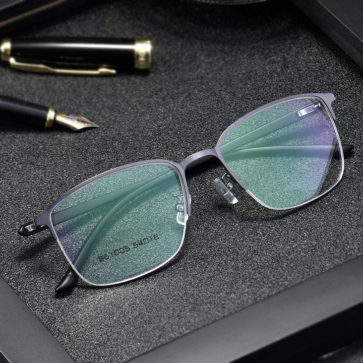 Hotochki Men's Semi Rim Browline Alloy Frame Eyeglasses 61005 Semi Rim Hotochki