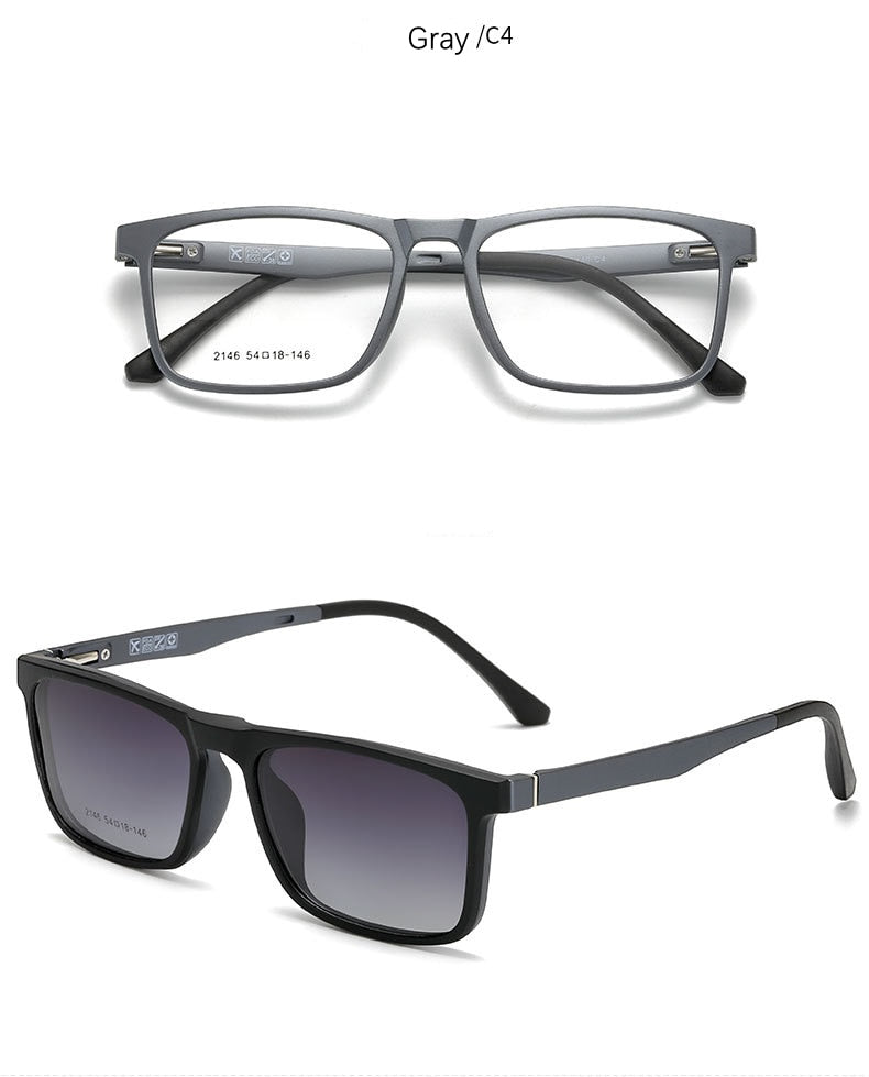 Yimaruili Unisex Full Rim Resin Frame Eyeglasses With Polarized Lens Magnetic Clip On Sunglasses 2146 With Clip Ons Yimaruili Eyeglasses