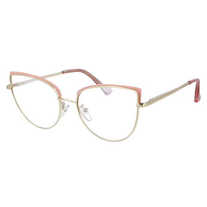 CCspace Unisex Full Rim Cat Eye Alloy Frame Eyeglasses 53101 Full Rim CCspace CN Pink