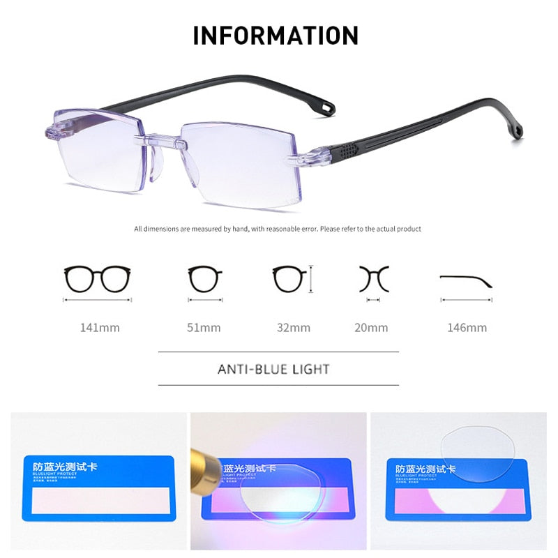 Iboode Women's Rimless Square Acetate Reading Glasses 5132 Reading Glasses Iboode
