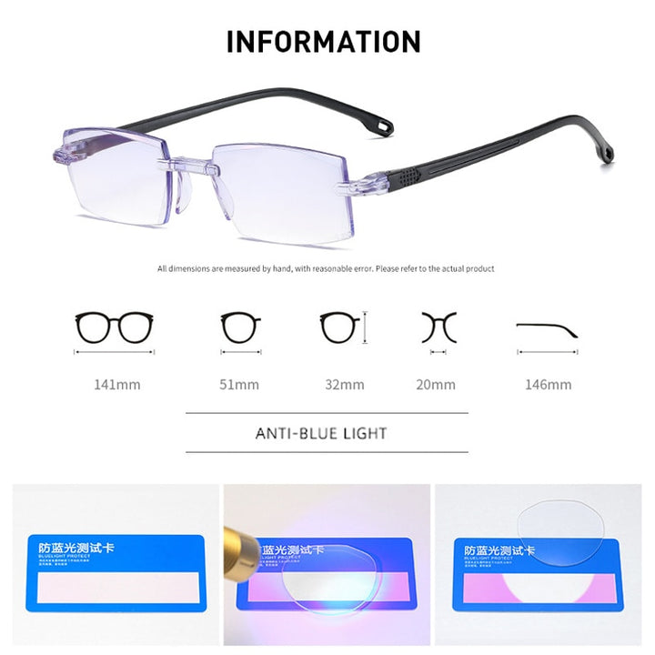 Iboode Women's Rimless Square Acetate Reading Glasses 5132 Reading Glasses Iboode