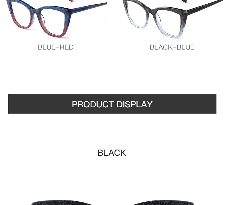 Hotochki Women's Full Rim Cat Eye TR-90 Resin Acetate Frame Eyeglasses Z508 Full Rim Hotochki