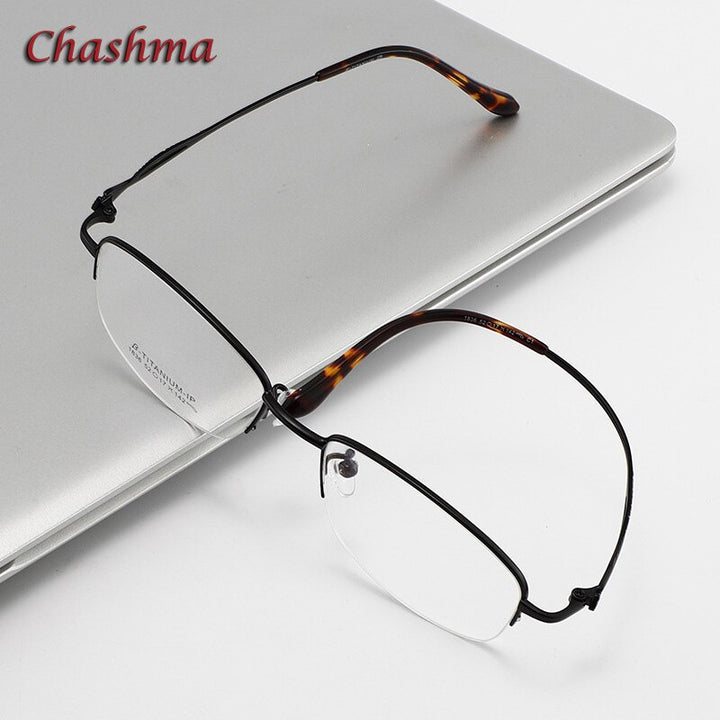 Chashma Ochki Women's Semi Rim Square Titanium Eyeglasses 1836 Semi Rim Chashma Ochki