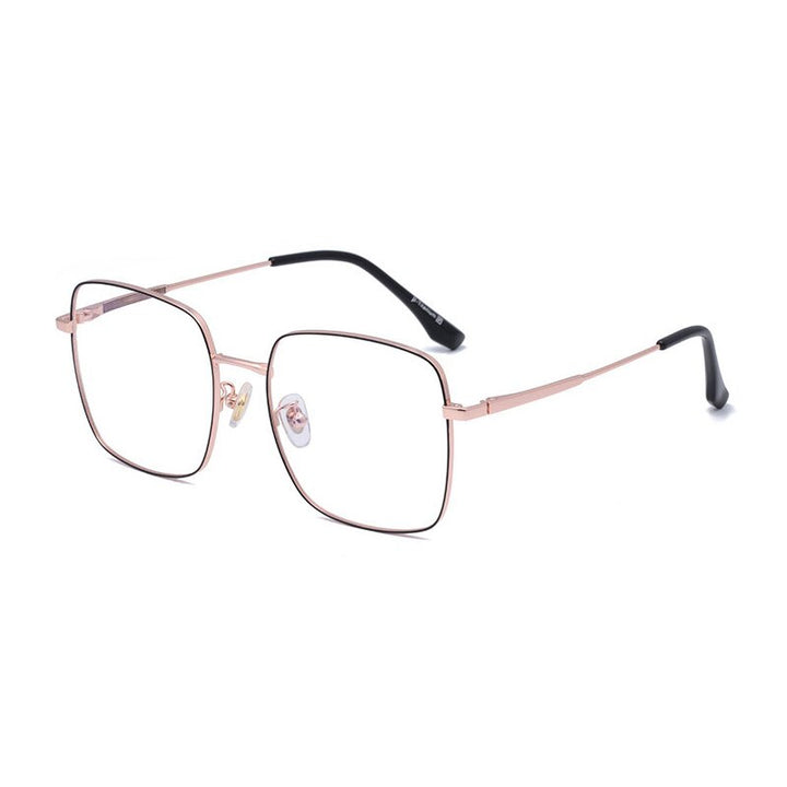 Hotony Unisex Full Rim Titanium Polygon Frame Eyeglasses 8004 Full Rim Hotony BLACK ROSE GOLD