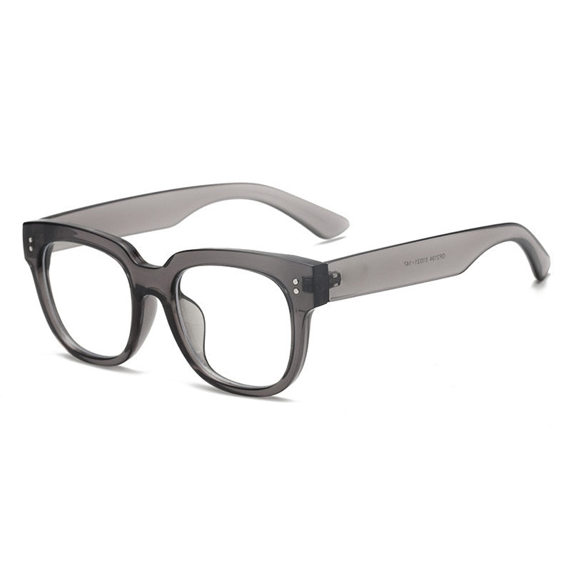 CCspace Unisex Full Rim Square Rectangle Resin Alloy Rivet Frame Eyeglasses 47086 Full Rim CCspace China gray