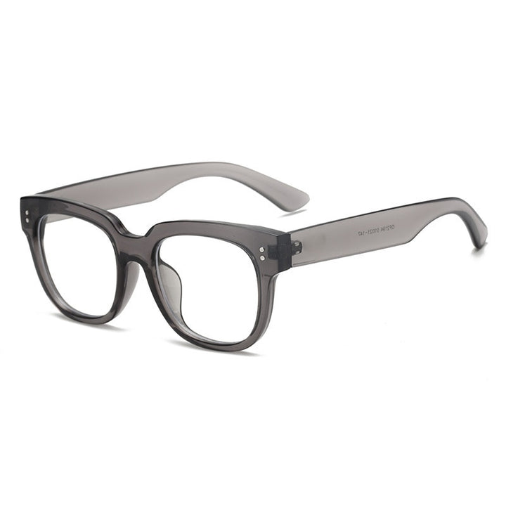 CCspace Unisex Full Rim Square Rectangle Resin Alloy Rivet Frame Eyeglasses 47086 Full Rim CCspace China gray