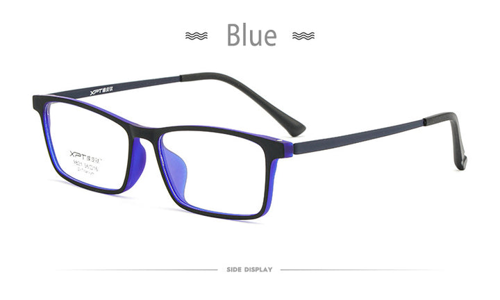 Hotony Unisex Full Rim Rectangle TR 90 Resin B Titanium Frame Eyeglasses 9821 Full Rim Hotony