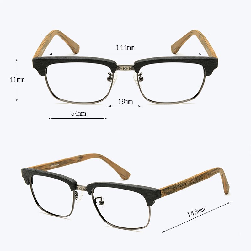 Hdcrafter Men's Full Rim Square Wood Titanium Frame Eyeglasses Ta12321 Full Rim Hdcrafter Eyeglasses