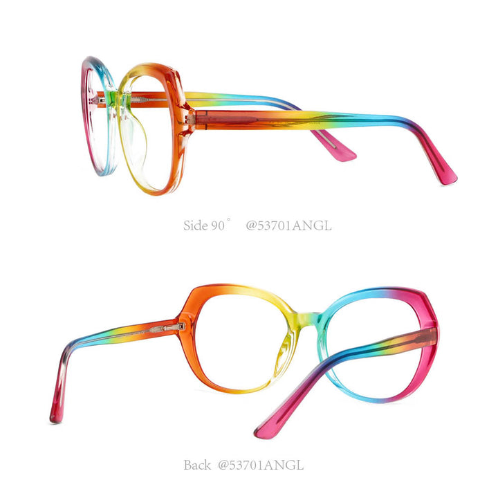 CCspace Women's Full Rim Round Tr 90 Titanium Frame Eyeglasses 53701 Full Rim CCspace