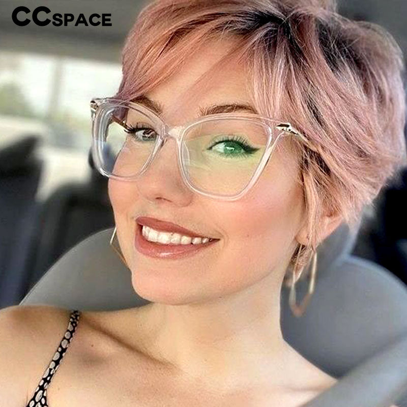 CCspace Women's Full Rim Oversized Square Cat Eye Acetate Frame Eyeglasses 45077 Full Rim CCspace