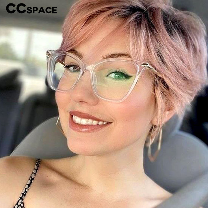 CCspace Women's Full Rim Oversized Square Cat Eye Acetate Frame Eyeglasses 45077 Full Rim CCspace