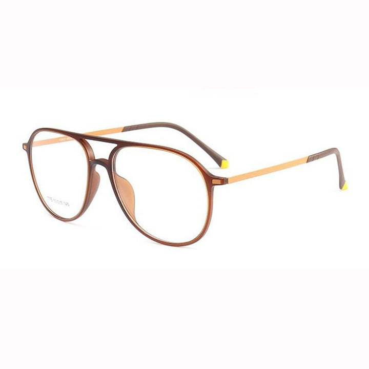 Unisex Double Bridge Acetate Steel Round Full Rim Eyeglasses 1116 Full Rim Bclear C 4