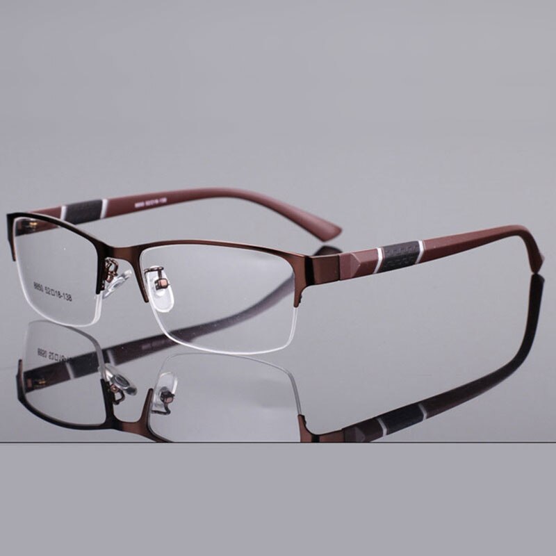 Unisex Half Rim Alloy Tr 90 Temple Eyeglasses 2531 Semi Rim Bclear Auburn