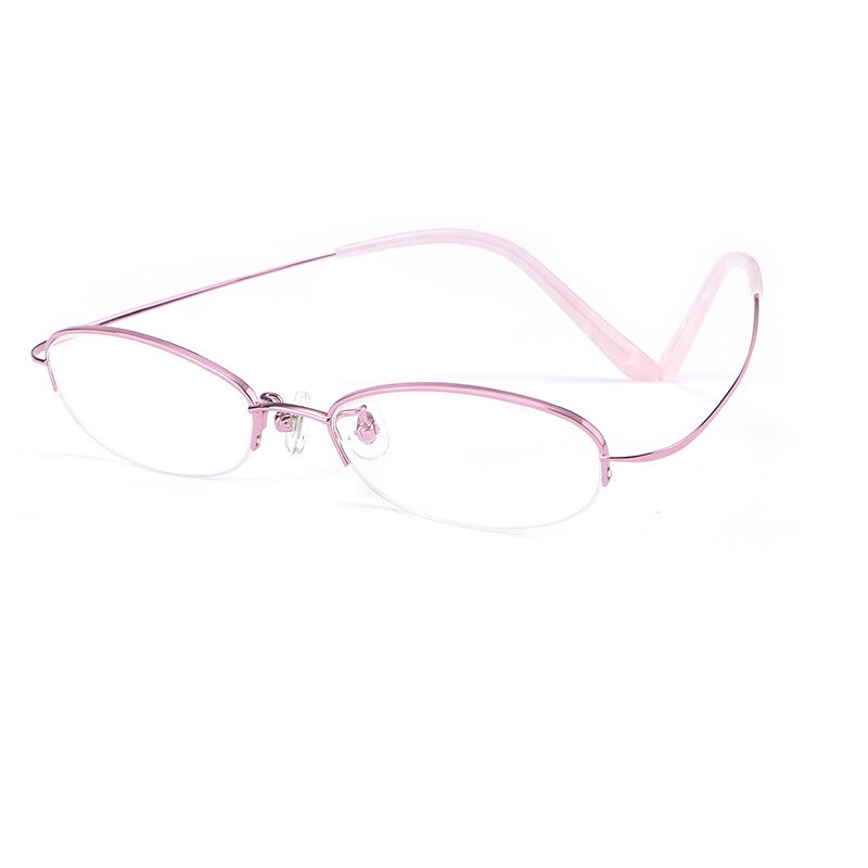 Yimaruili Women's Semi Rim Titanium Frame Eyeglasses T9276 Semi Rim Yimaruili Eyeglasses Pink