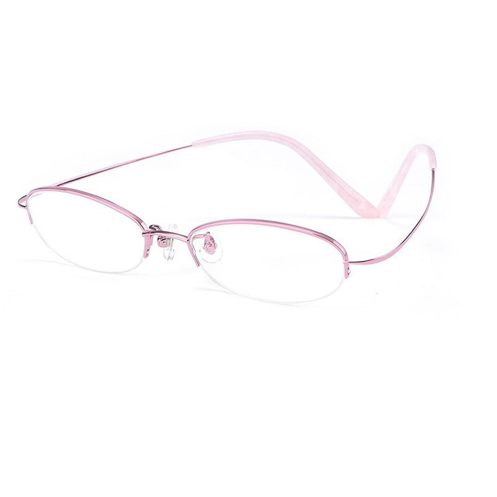 Yimaruili Women's Semi Rim Titanium Frame Eyeglasses T9276 Semi Rim Yimaruili Eyeglasses Pink