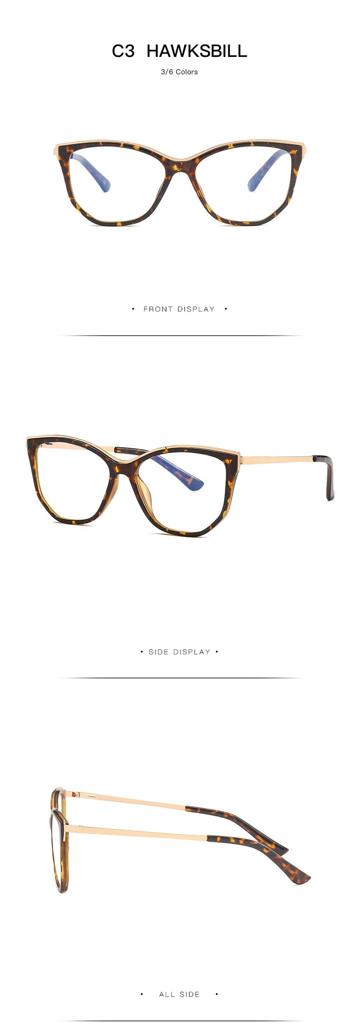 Hotochki Women's Full Rim Cat Eye Alloy Acetate Frame Eyeglasses 2048 Full Rim Hotochki