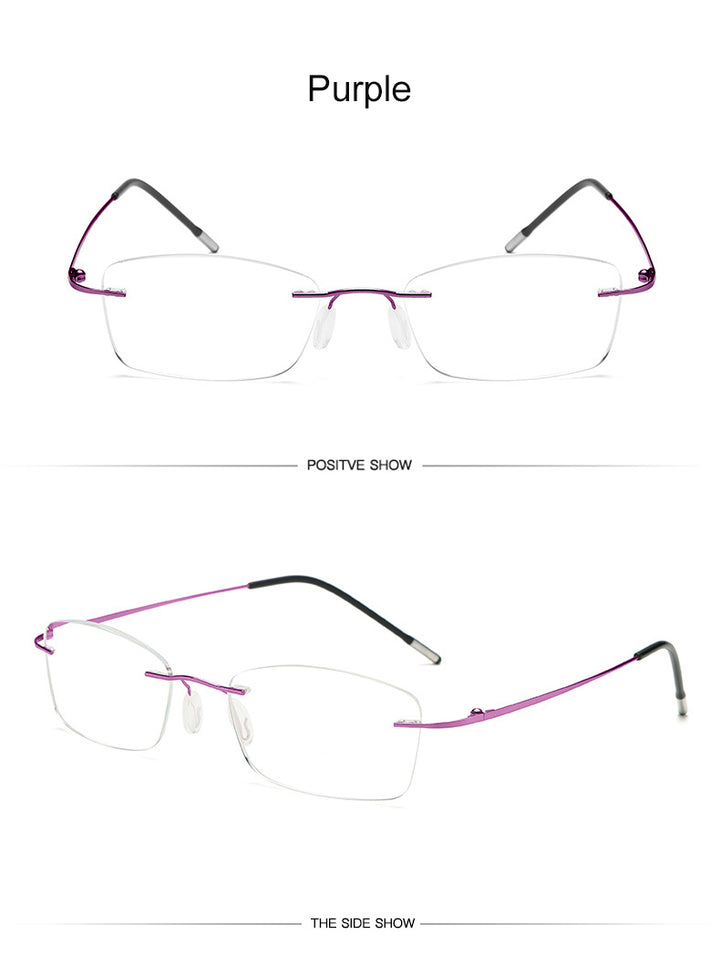 Hdcrafter Unisex Rimless Rectangle Titanium Frame Reading Glasses 8025 Reading Glasses Hdcrafter Eyeglasses